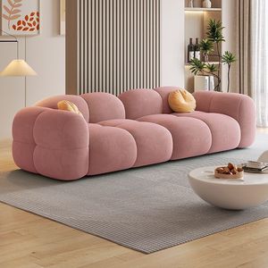 Sofá Individual de Terciopelo Estilo Crema con Efecto Gelatina para Sala de Estar, Alojamiento, Apartamento en <span class=keywords><strong>Alquiler</strong></span>, Espacios Pequeños, Fila Recta - Product Image 3