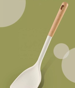 Không dính nhà sử dụng Silicone nấu ăn đồ dùng nhà bếp Bộ với chủ gỗ xử lý bao gồm muỗng spatulas chọc - Product Image 5