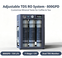 Hoogdebiet 126L/H commercieel RO waterfiltersysteem, instelbare TDS 0-50ppm, intelligent bedieningspaneel voor koffieshop ijsmachine