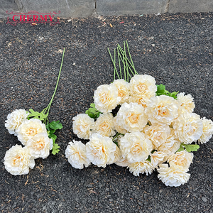 DC116 Bestseller Fiori Artificiali Rosa Bianco Crema in Seta, 4 Teste di Ranuncolo, Peonia all'Ingrosso - Product Image 2