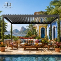 Pergola bioclimatique en alliage d'aluminium imperméable avec structure thermolaquée, taille 3x3m et 3x4m pour extérieur, jardin et terrasse