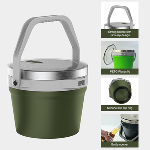 Secchiello Termico Grande Capacità in Acciaio Inossidabile, Portatile per Campeggio, Contenitore Coperto per Bevande Fredde per Viaggi all'Aperto - Product Image 6