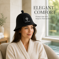 Chapeau de sauna unisexe respirant en feutre de laine mérinos épaisse sans couture avec logo personnalisé brodé pour la protection des cheveux en spa et sauna