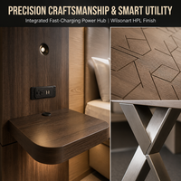 Ensemble de meubles de chambre d'hôtel FF&E modulaire 7 pièces en panneaux de bois ignifuges modernes et personnalisés pour l'hôtellerie (vente en gros)