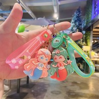 Petit cadeau créatif, vente en gros, Adorable poupée de dessin animé, sac à dos en caoutchouc, porte-clés de voiture, pendentif mignon Anime sirène porte-clés