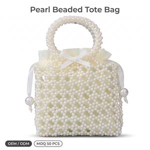 Sac bandoulière perlé fait main d'été, pochette de soirée élégante avec anse en anneau, sac à main croisé pour femme, pochette de fête - Product Image 1
