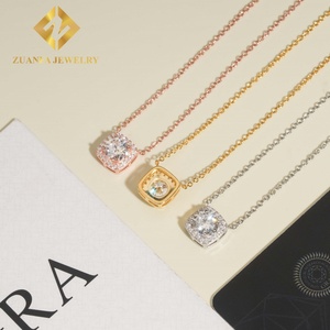 สร้อยคอจี้เพชรโมอิสทรงกลมสีเงินผ่านสำหรับผู้หญิงของขวัญคริสต์มาส - Product Image 6