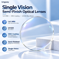 Verres optiques semi-finis en résine monofocale à deux composants, avec revêtement HMC UV420 SF 1.61 MR8, transparents, anti-lumière bleue, pour lunettes