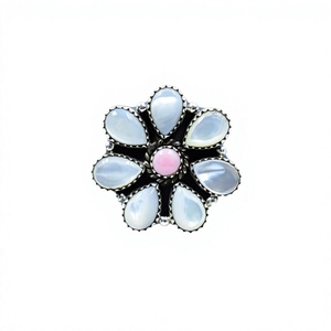 Luxury Handmade Pink <b>Conch</b> Pearl Sterling Silver Adjustable <b>Ring</b> Natural Gemstone Jewelry Gift for Women Wholesale - Product Image 1