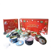 Set Hadiah Lilin Aromaterapi Jiesheng Natal Lintas Negara dengan Bunga Kering, Lilin Kedelai Setengah Buatan Tangan dan Dilukis Tangan untuk Liburan