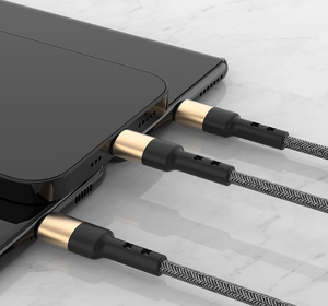 Cable <span class=keywords><strong>usb</strong></span> de datos trenzados de carga superrápida para samsung, <span class=keywords><strong>iphone</strong></span> tipo c + <span class=keywords><strong>micro</strong></span> + <span class=keywords><strong>iphone</strong></span>, 1m, 3 pies, 3 en 1, 5A - Product Image 4
