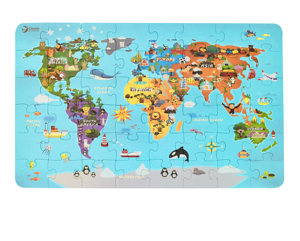 Đồ Chơi Giáo Dục Trẻ Em <span class=keywords><strong>Montessori</strong></span> 48 Cái Bản Đồ Thế Giới Bằng Gỗ Trò Chơi Ghép Hình - Product Image 1