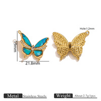 Pendentifs DIY en acier inoxydable avec strass et breloques papillon émaillées colorées, très demandés pour la fabrication de bijoux (bracelets et colliers)