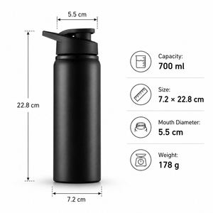 Bouteille de sport en acier inoxydable à paroi simple de 24 oz avec logo personnalisé, anti-fuite, écologique, en métal, pour la gym, avec couvercle - Product Image 3