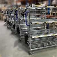 Nouveau produit : Chariots de picking d'entrepôt en treillis métallique personnalisables, multi-niveaux, avec séparateurs réglables en hauteur et marches, à vendre
