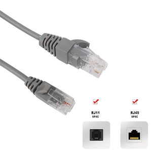 Câble de conversion de signal téléphonique Ethernet HOTION <span class=keywords><strong>RJ11</strong></span> vers <span class=keywords><strong>RJ45</strong></span> CAT3 <span class=keywords><strong>1M</strong></span> avec gaine en PVC - Product Image 1