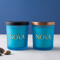Pot à bougie en verre givré 8oz 10oz 14oz, récipient cylindrique vide avec couvercle, logo personnalisé, décoration d'intérieur