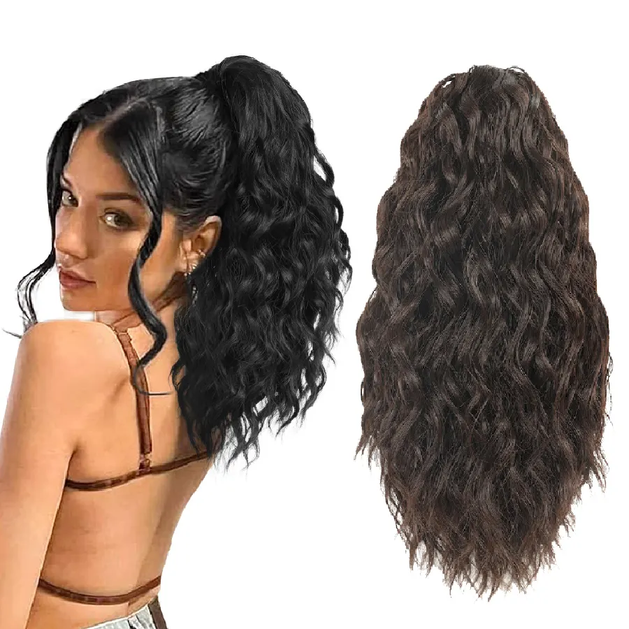 Extension de cheveux synthétiques à ondes courtes Extension bouclée Accessoires de cheveux synthétiques Afro Kinky Curly Drawstring Ponytail