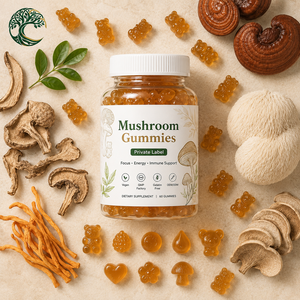 YUSAIL Gummies Premium Véganes aux Extraits de Champignons Crinière de <span class=keywords><strong>Lion</strong></span>, Reishi et Maitake – Complément Alimentaire Énergisant et pour la Concentration – Conditionnement en Bouteille - Product Image 1