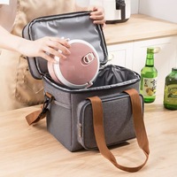Sac à lunch isotherme de grande capacité avec logo personnalisé pour femmes et hommes Sac de boîte à lunch souple isolé en PEVA étanche à double couche pour pique-nique