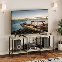 Meuble TV de style industriel avec étagères ouvertes, console multimédia à 2 niveaux pour salon