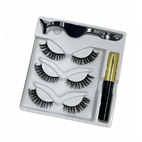 Cils magnétiques longue durée et réutilisables, aspect naturel, 3 paires de faux cils avec eye-liner magnétique et pince à épiler