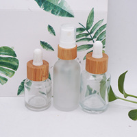 Flacon compte-gouttes transparent à graduation givré de 1oz 30ml avec marquages de mesure en bambou