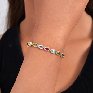 8 pulgadas personalizado CZ Zirconia estilo de moda brazaletes de latón mujeres de moda 14K 18K chapado en oro cadenas de tenis - Product Image 2