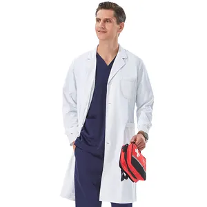 Venta al por mayor de uniformes de hospital Premium ropa de trabajo transpirable para enfermera química experimento overoles Doctor abrigos blancos