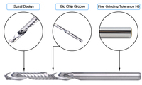 JR111 personnalisé une flûte spirale fraise cnc routeur peu outils de coupe 20mm carbure monobloc fraises en bout pour acrylique