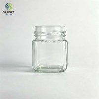 Lot de 200 ml de petits pots en verre carrés pour aliments, récipients haute transparence pour souvenirs, cadeaux et emballages de détail
