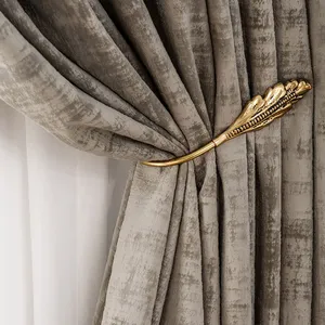 Light Luxury Gray Flannel Blackout Curtains for Bedroom Living Room Curtains Luxury Home Decor Color Curtains Bronzing Velvet