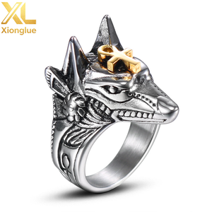 Fashion Egyptian God Anubis Gold Ankh Cross Stainless Steel <b>Finger</b> <b>Rings</b> Window Beaker <b>Rings</b> Jewelry for Men Boys - Product Image 5