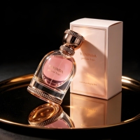 Flacon de parfum en verre de luxe rond avec logo personnalisé, 30 ml, 50 ml, 100 ml, col serti, flacon de parfum vide avec bouchon doré