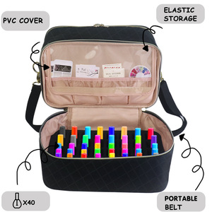 Nail Polish Organizer Bag Large Capacity Diamond Lattice Zipper Cosmetic Storage Case With Soft Handle For Beauty Tools - Product Image 4
