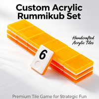 Jeu de Mahjong en Acrylique Gravé Orange Néon, Cubes de Rummy, Jeu de Table Moderne pour Amateurs de Jeux de Société