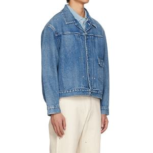 Vestes en jean bleu délavé pour hommes, en coton non extensible, style selvedge, pour motards, vente en gros - Product Image 3