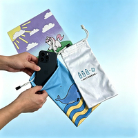 Pochette personnalisée en microfibre pour téléphone portable, lunettes et bijoux, avec cordon de serrage