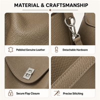 Sacs à bandoulière pour femmes en cuir pleine fleur avec logo personnalisé, sacs à main vintage de luxe en forme de croissant, marque privée