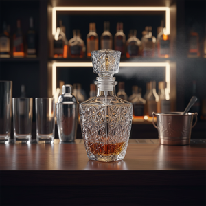 Decanter per liquore a forma piatta con pompa spruzzatore materiale vetro - Product Image 3