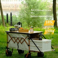 Chariot de camping pliable grande capacité 185L, robuste, avec table et roues tout-terrain pour le camping en extérieur