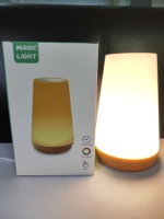 Lampe de bureau tactile 13 couleurs Décoration de la maison Éclairage d'ambiance Base en plastique en bois Lumière USB rechargeable