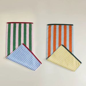 Toalla de Baño de Algodón Ecológica y Absorbente, Toalla Facial Personalizada con Rayas, Toalla de Baño de Alta Calidad con Impresión a Doble Cara, 34*75cm - Product Image 2