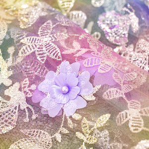 Tessuto di maglia Glitter di alta qualità gradiente arcobaleno stampato a mano 3D tessuto ricamato per abiti da sposa e tende da ragazza - Product Image 3