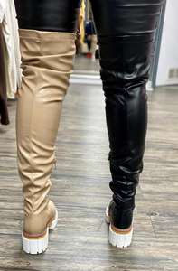 Disponibile inverno nuovo Design personalizzato taglia 43 punta tonda tacco piatto <span class=keywords><strong>stivali</strong></span> nudi scarpe lunghe sopra il ginocchio <span class=keywords><strong>stivali</strong></span> da donna alti - Product Image 3