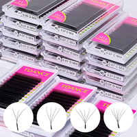 TDANCE Extensions de cils en W 3D 4D 5D 6D 8D à floraison automatique, 16 rangées, 0.07mm, plateau mixte, courbure C D, en faux vison mat