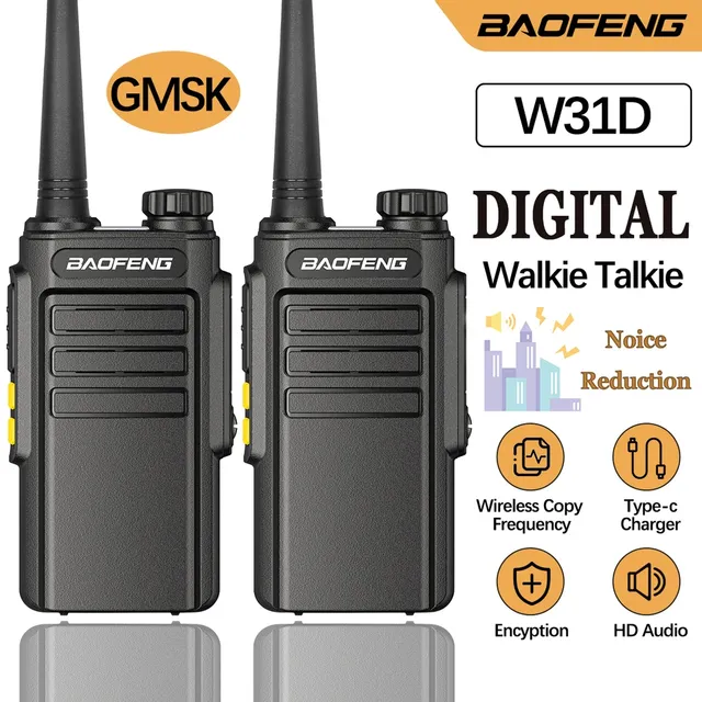 Baofeng GMSK Digital Walkie Talkie Alervites W31D Encrypted Call Noise Reduction HD Radio Type-C Charger UHF Two Way Radio 888s