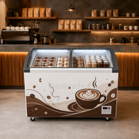 Congélateur à crème glacée commercial 720L avec couvercle coulissant en verre, vitrine à refroidissement direct pour restaurant