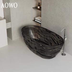 Baignoires autoportantes en résine bleu océan de grande taille 1,8 m, design moderne, avec ondulations claires, style japonais - Product Image 5