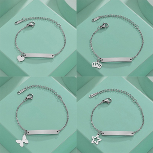 Commercio all'ingrosso impermeabile Non appannato gioielli per bambini in acciaio inox cuore Charm Bar in bianco personalizzato incidere <span class=keywords><strong>bracciale</strong></span> per bambini - Product Image 2